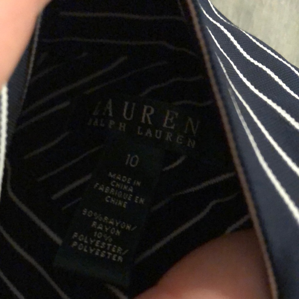 Ralph Lauren Navy and White Sheath Midi Dress - Picture 2 of 5